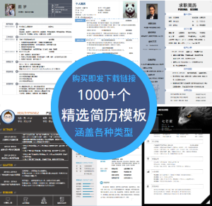 【购买即得】1000+套精选简历模板-海拥资源库-神级源码资源网